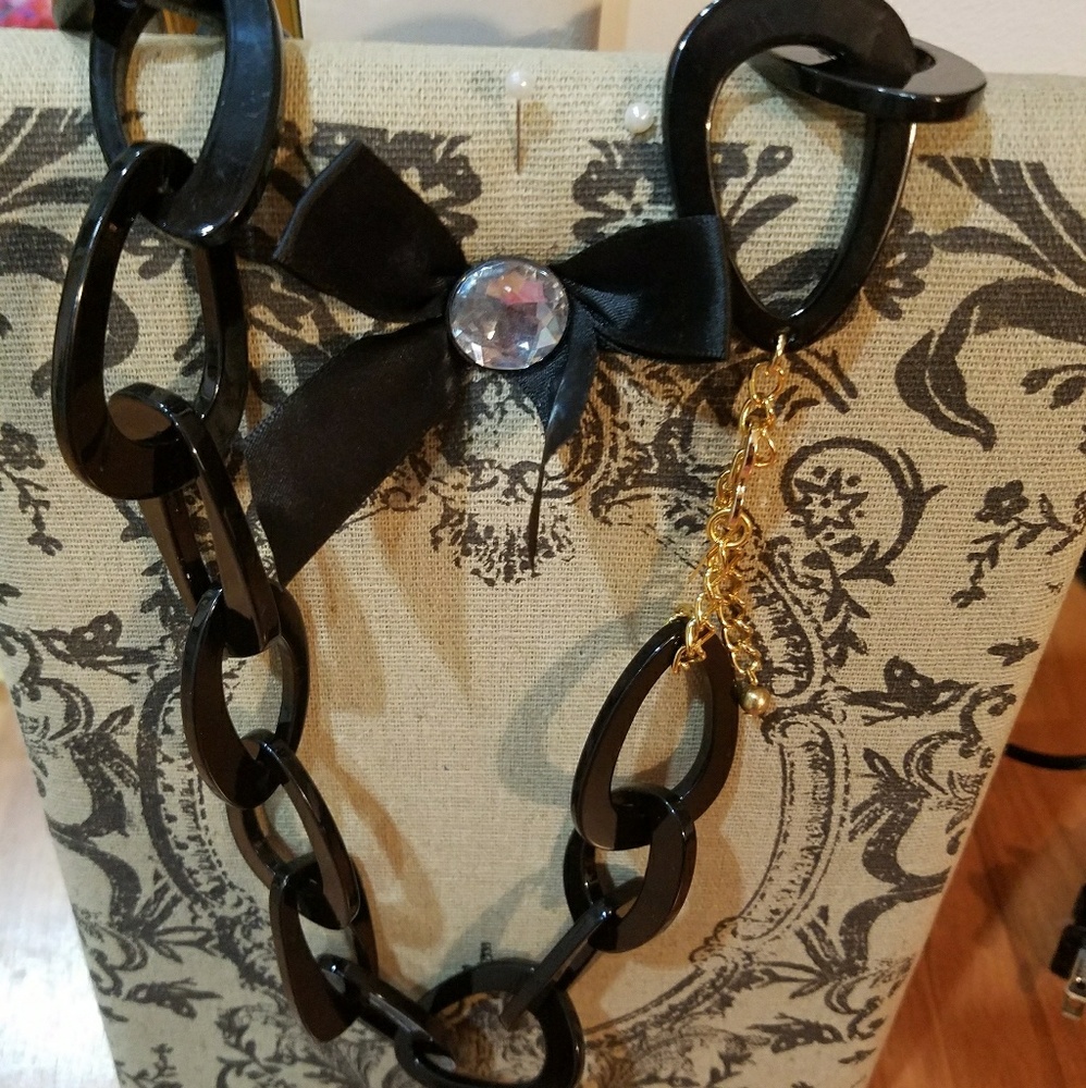 Vintage KJL - Black Lucite Chain Link Necklace - Picture 3 of 7